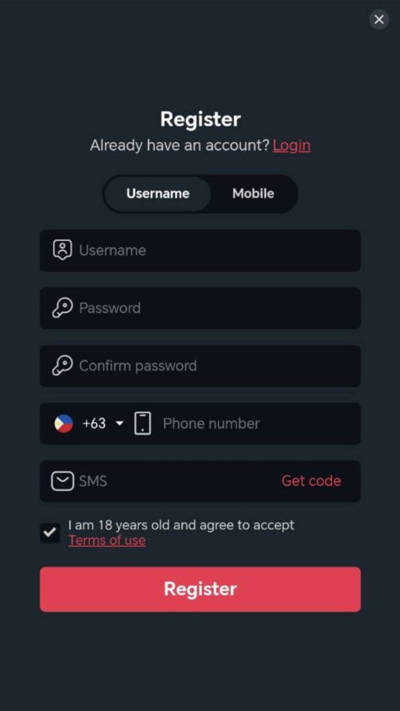 Registration form - preview